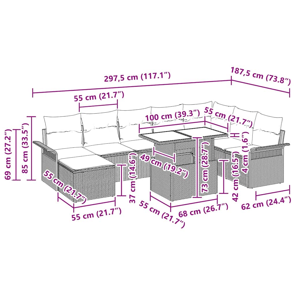 8721288372796_wbg-siz_en_hd_1 vidaXL Garden Sofa Set 9 pcs Black Poly Rattan and Powder-Coated Steel - Image 12