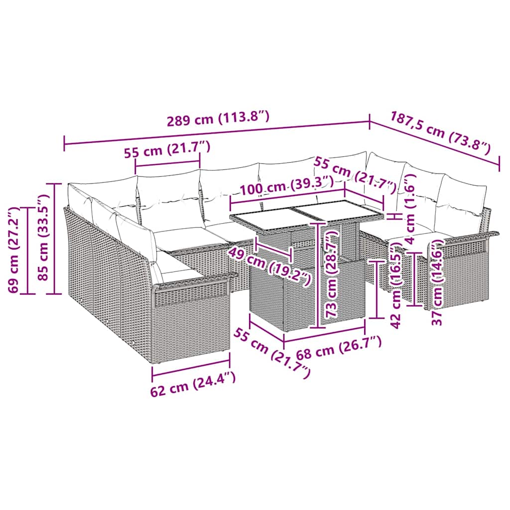 8721288372895_wbg-siz_en_hd_1 vidaXL Garden Sofa Set 10 pcs Black 100 x 55 x 73 cm Poly rattan - Image 10