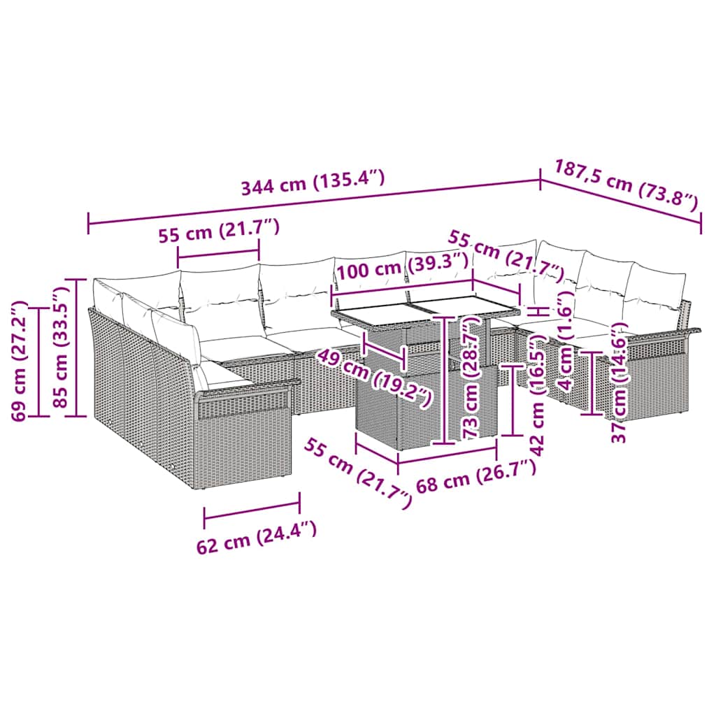 8721288372994_wbg-siz_en_hd_1 vidaXL Garden Sofa Set 11 pcs Black 100 x 55 x 73 cm Poly rattan - Image 9
