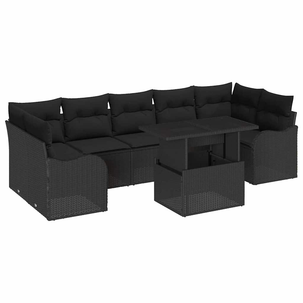 8721288373595_wbg-an-m_en_hd_5 vidaXL Garden Sofa Set Manual 8 pcs Black 100 x 55 x 73 cm Poly rattan - Image 2