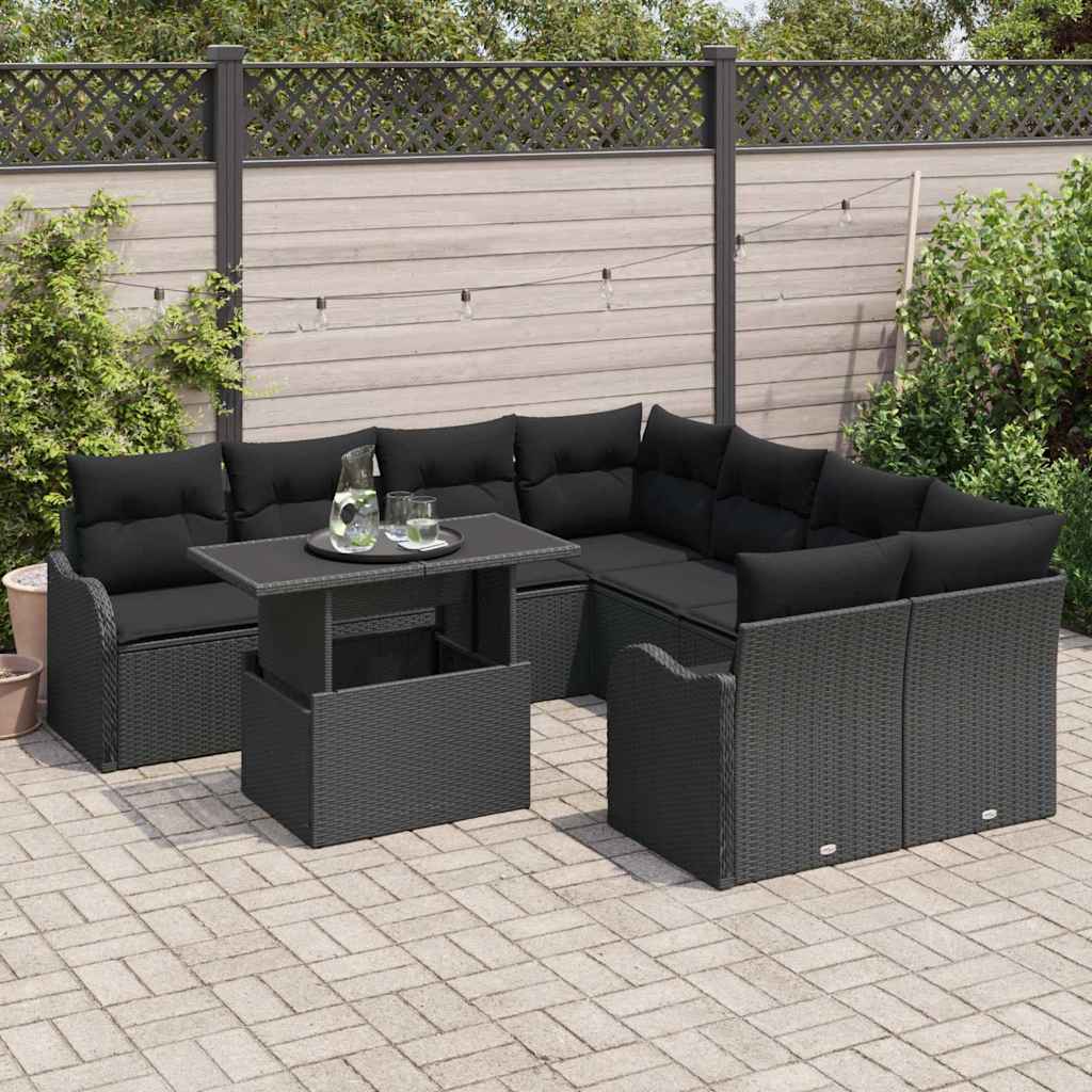8721288373793_mo-im_en_hd_2 vidaXL Garden Sofa Set Manual 9 pcs Black 100 x 55 x 73 cm Poly rattan - Image 3