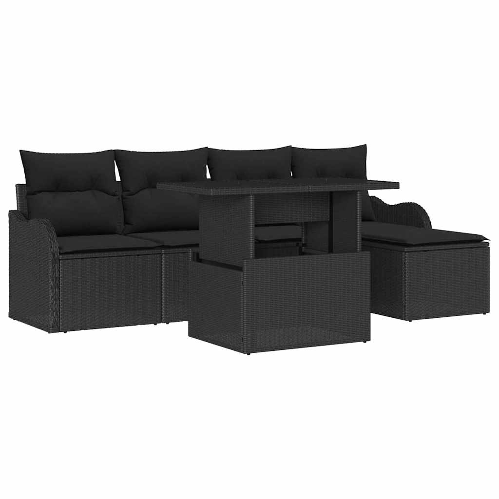 8721288373892_wbg-an-m_en_hd_5 vidaXL Garden Sofa Set with Cushion 6 pcs Black Poly rattan - Image 2