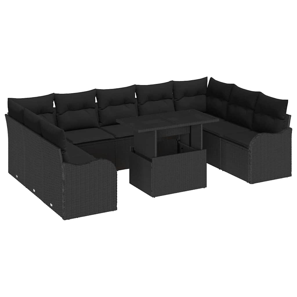 8721288374691_wbg-an-m_en_hd_5 vidaXL Garden Sofa Set 10 pcs Black 100 x 55 x 73 cm Poly rattan - Image 2