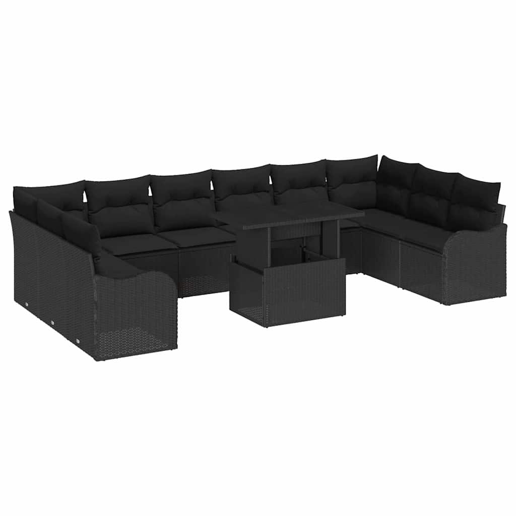 8721288374790_wbg-an-m_en_hd_5 vidaXL Garden Sofa Set 11 pcs Black 100 x 55 x 73 cm Poly rattan - Image 2