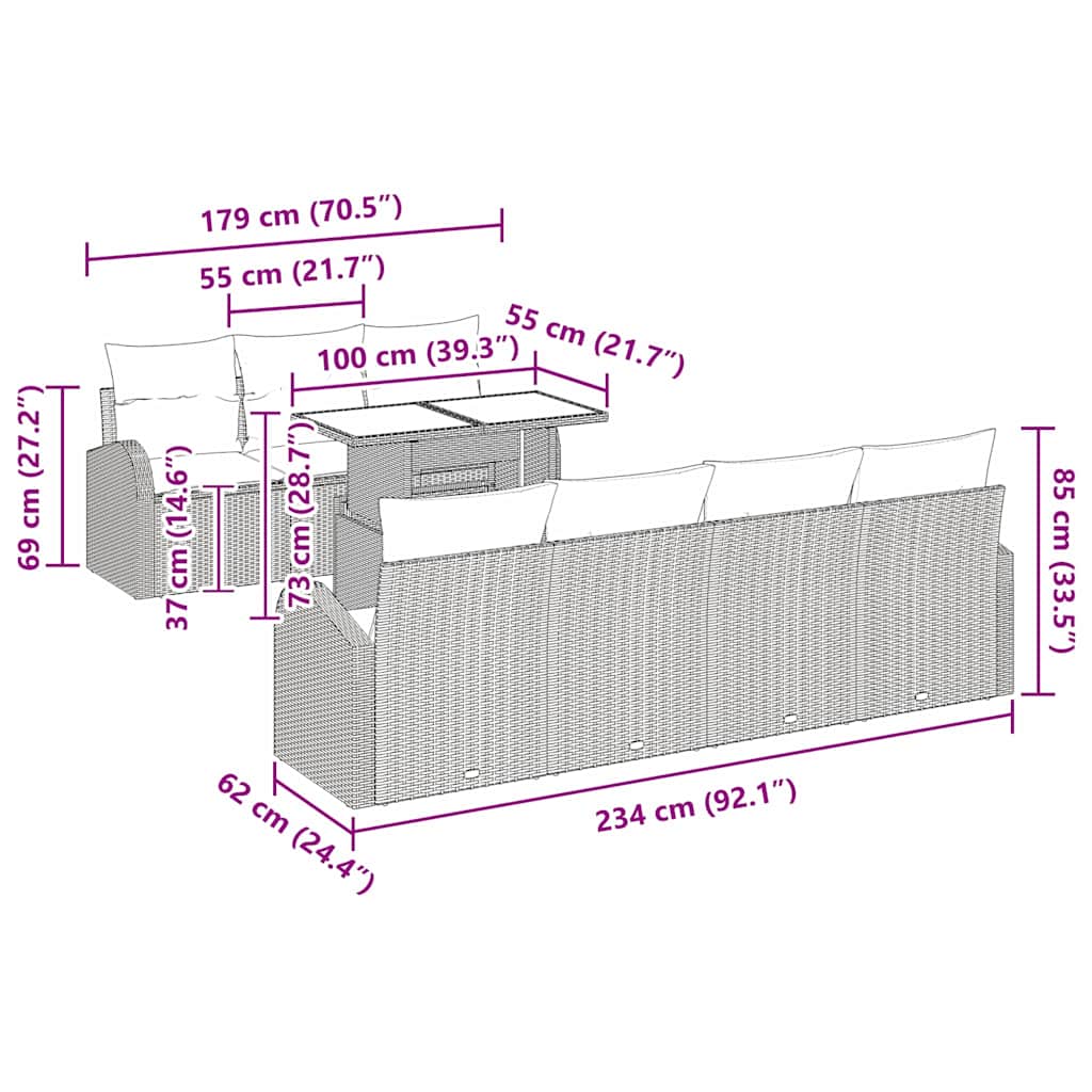 8721288375292_wbg-siz_en_hd_1 vidaXL Garden Sofa Set Manual 8 pcs Black 100 x 55 x 73 cm Poly rattan - Image 13