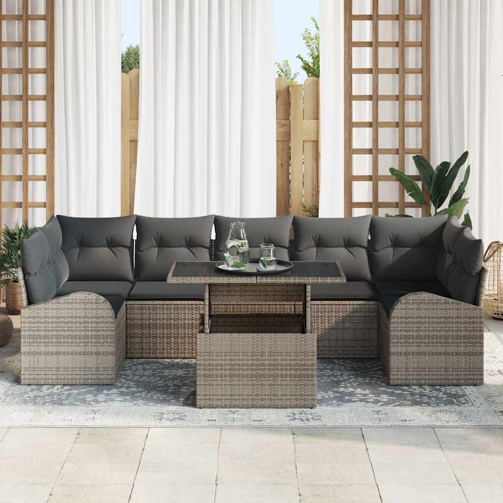 8721288375353_mo-im_en_hd_2 vidaXL Garden Sofa Set Manual 8 pcs Grey 100 x 55 x 73 cm Poly rattan - Image 3