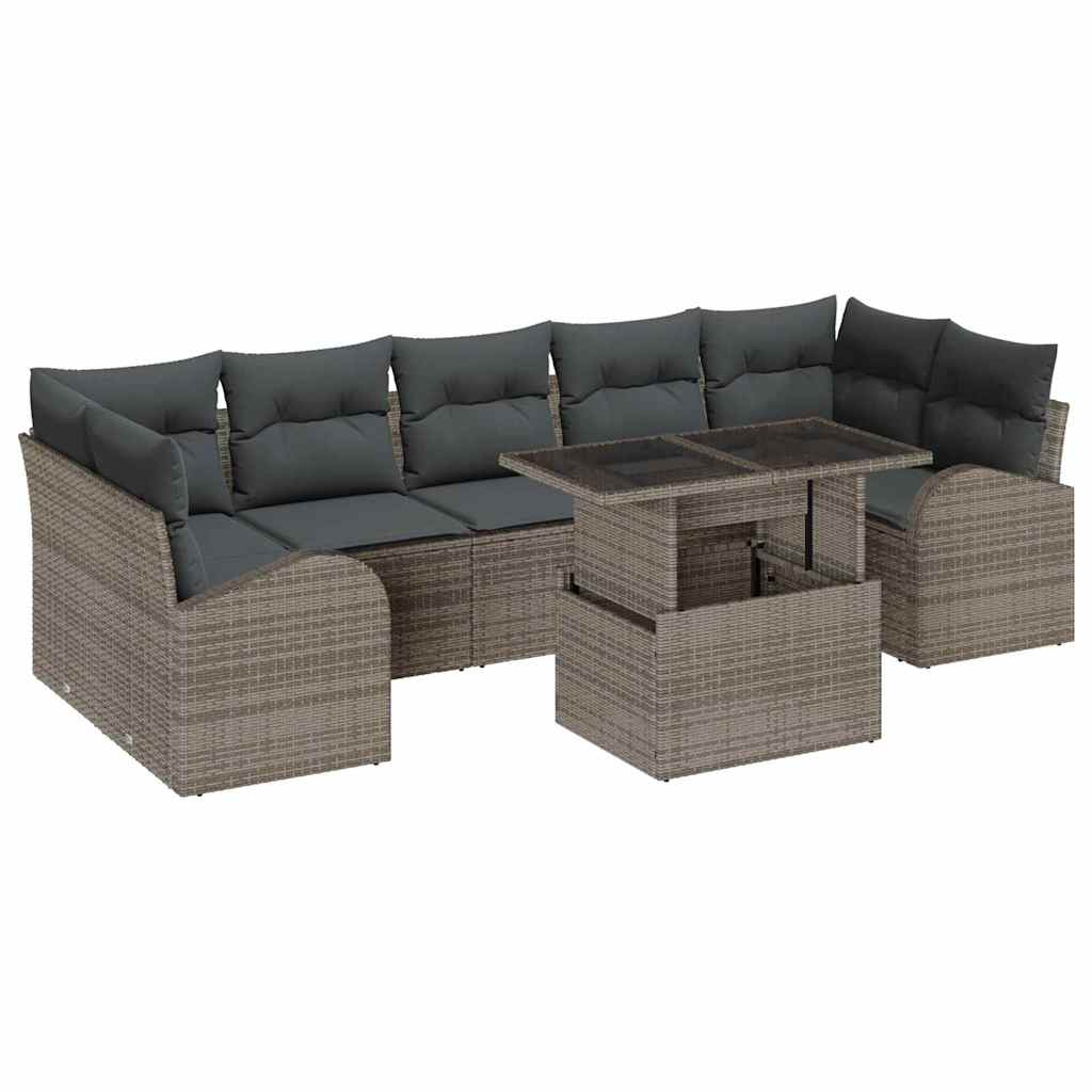 8721288375353_wbg-an-m_en_hd_5 vidaXL Garden Sofa Set Manual 8 pcs Grey 100 x 55 x 73 cm Poly rattan - Image 2