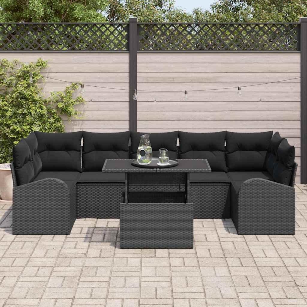 8721288375391_mo-im_en_hd_2 vidaXL Garden Sofa Set Manual 8 pcs Black 100 x 55 x 73 cm Poly rattan - Image 3