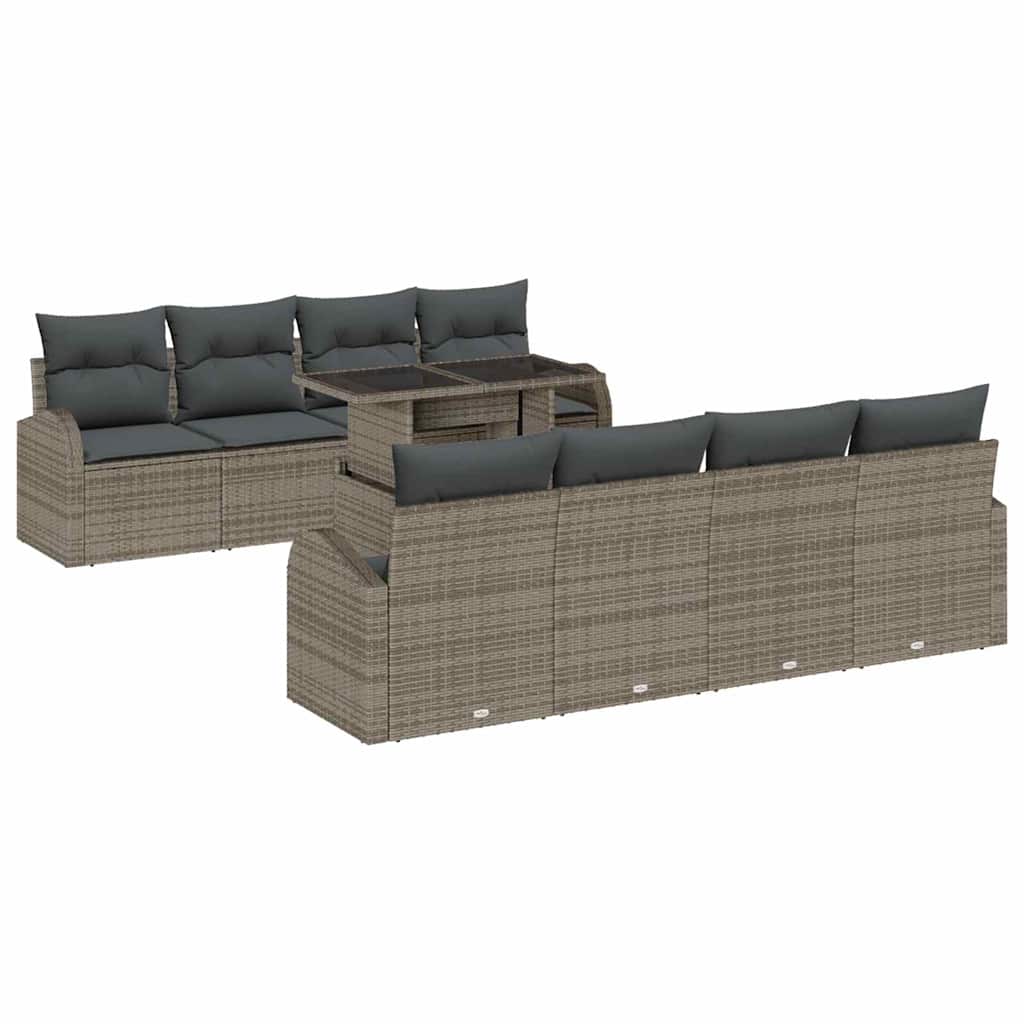 8721288375452_wbg-an-m_en_hd_4 vidaXL Garden Sofa Set Manual 9 pcs Grey 100 x 55 x 73 cm Poly rattan - Image 2