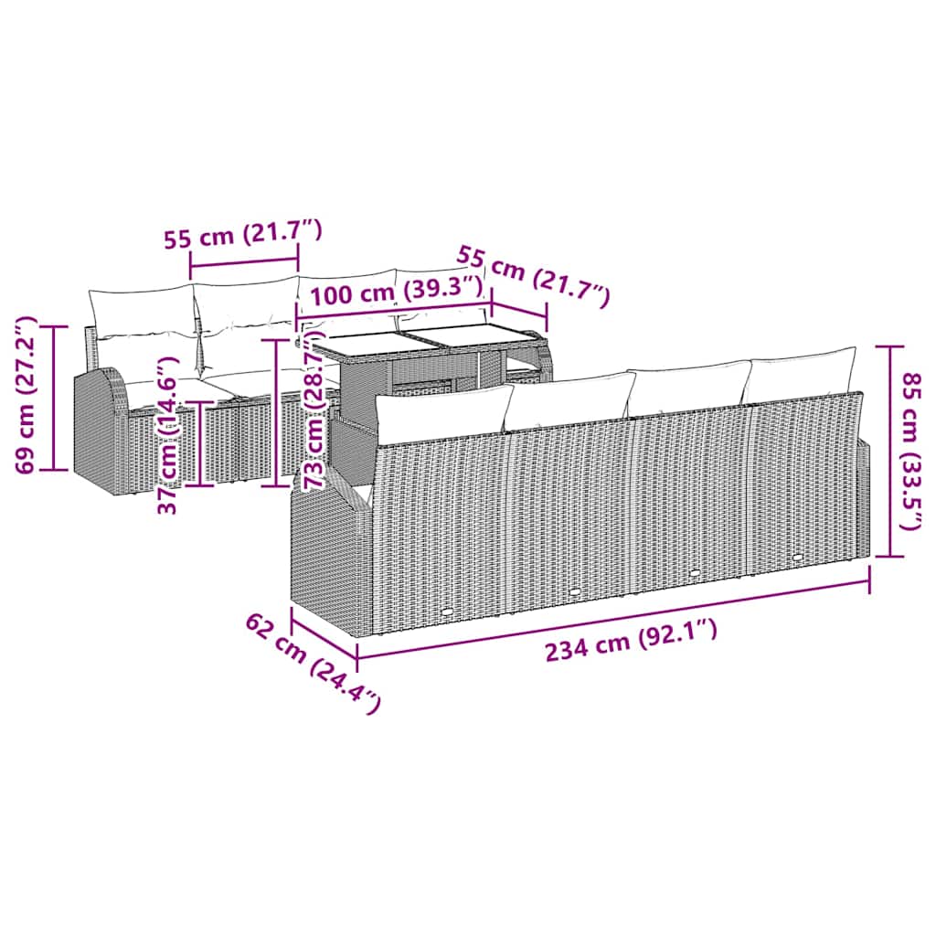 8721288375452_wbg-siz_en_hd_1 vidaXL Garden Sofa Set Manual 9 pcs Grey 100 x 55 x 73 cm Poly rattan - Image 13
