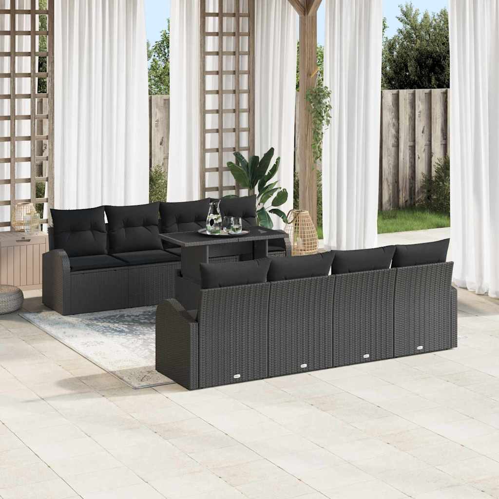 8721288375490_mo-im_en_hd_2 vidaXL Garden Sofa Set Manual 9 pcs Black 100 x 55 x 73 cm Poly rattan - Image 3