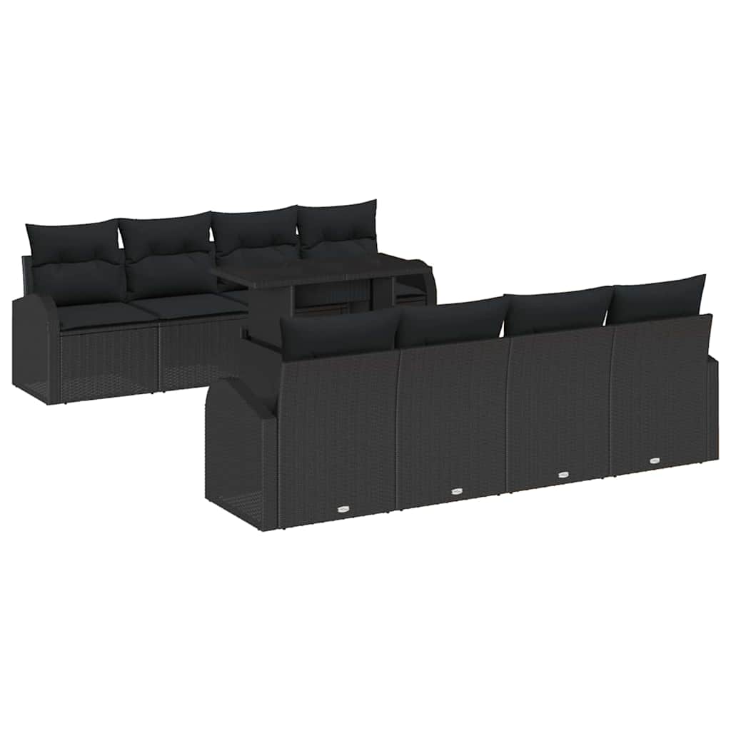 8721288375490_wbg-an-m_en_hd_4 vidaXL Garden Sofa Set Manual 9 pcs Black 100 x 55 x 73 cm Poly rattan - Image 2