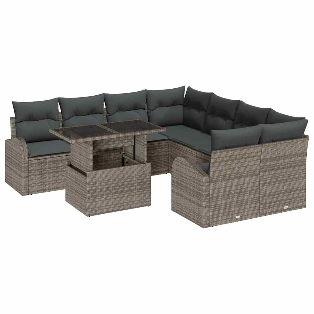 8721288375551_wbg-an-m_en_hd_5 vidaXL Garden Sofa Set Manual 9 pcs Grey 100 x 55 x 73 cm Poly rattan - Image 2