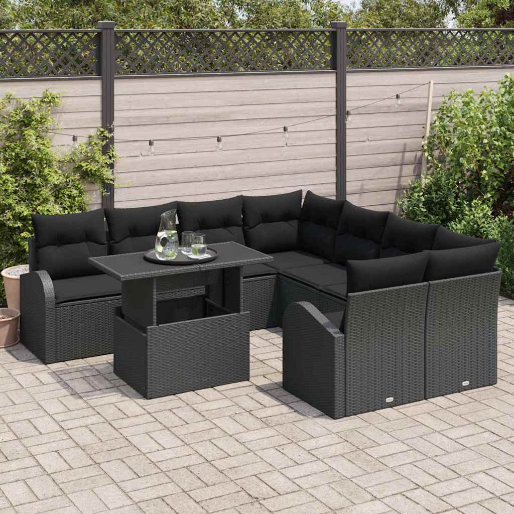 8721288375599_mo-im_en_hd_2 vidaXL Garden Sofa Set Manual 9 pcs Black 100 x 55 x 73 cm Poly rattan - Image 3