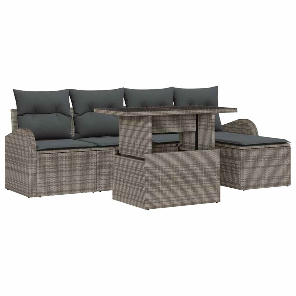 8721288375650_wbg-an-m_en_hd_5 vidaXL Garden Sofa Set with Cushion 6 pcs Grey Poly rattan - Image 2