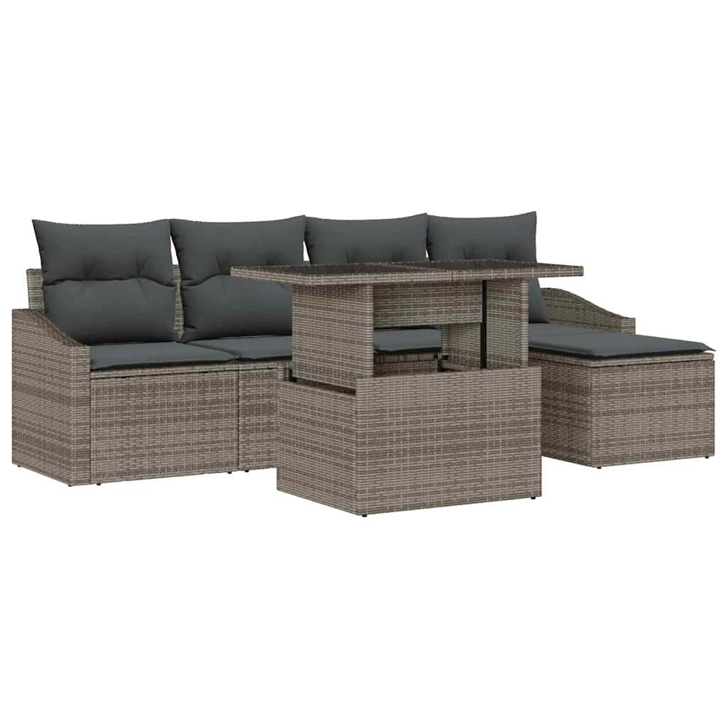 8721288379252_wbg-an-m_en_hd_5 vidaXL Garden Sofa Set 6 pcs Grey Poly Rattan and Powder-Coated Steel - Image 2