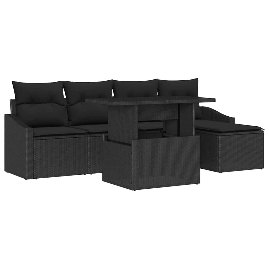 8721288379290_wbg-an-m_en_hd_5 vidaXL Garden Sofa Set 6 pcs Black Poly Rattan and Powder-Coated Steel - Image 2