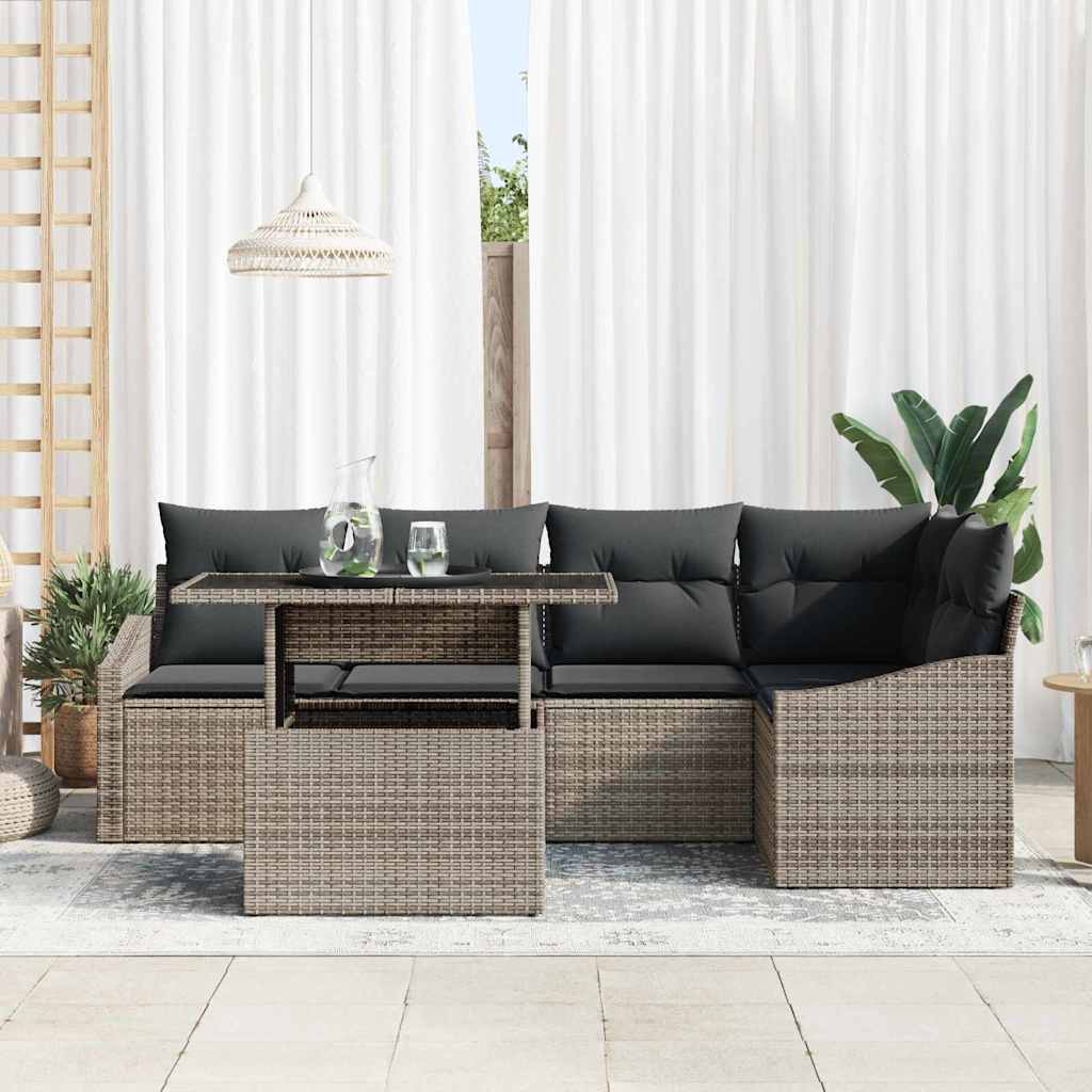 8721288379450_mo-im_en_hd_2 vidaXL Garden Sofa Set with Cushion 6 pcs Grey 100 x 55 x 73 cm - Image 3