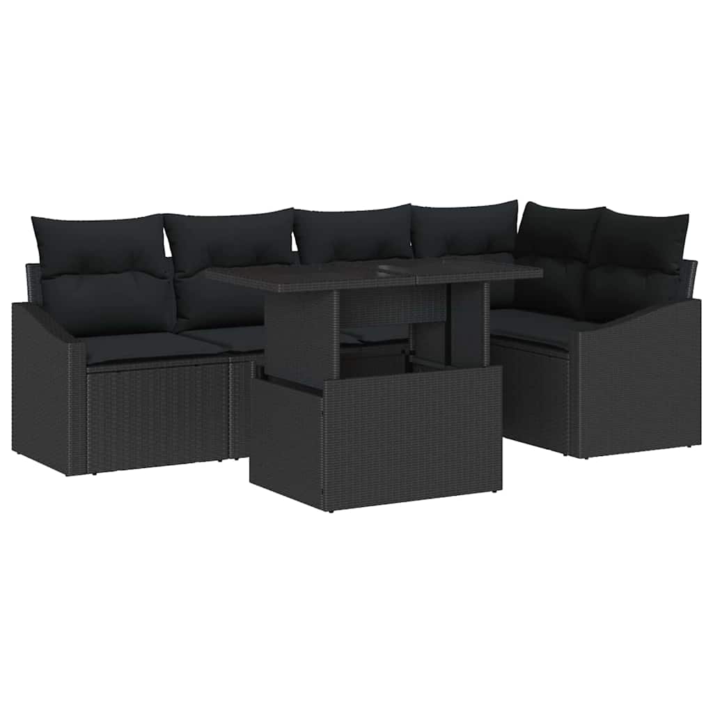 8721288379498_wbg-an-m_en_hd_5 vidaXL Garden Sofa Set with Cushion 6 pcs Black 100 x 55 x 73 cm - Image 2
