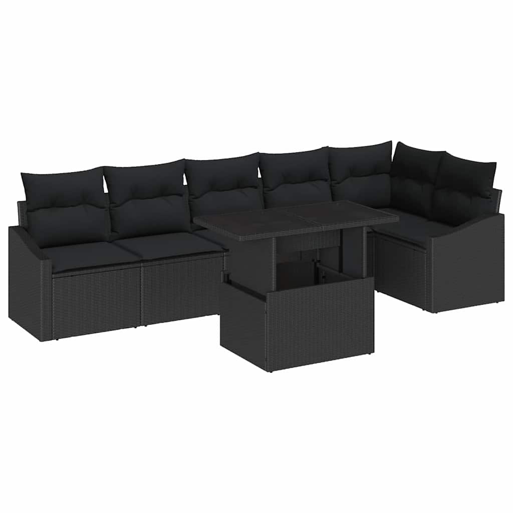 8721288379597_wbg-an-m_en_hd_5 vidaXL Garden Sofa Set with Cushion 7 pcs Black 100 x 55 x 73 cm - Image 2