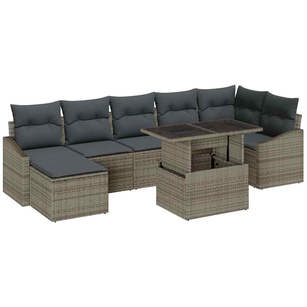 8721288379856_wbg-an-m_en_hd_6 vidaXL Garden Sofa Set 8 pcs Grey Poly Rattan and Powder-Coated Steel - Image 2