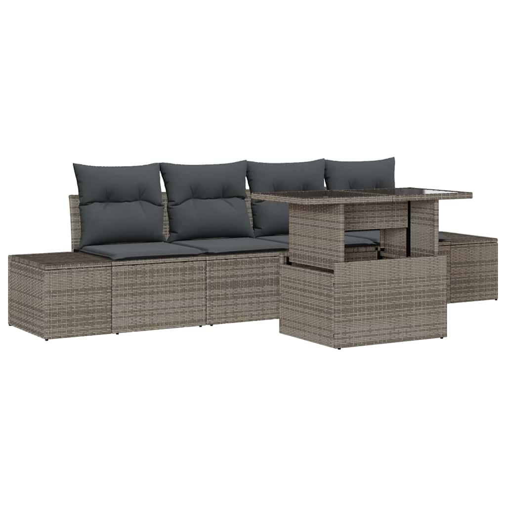 8721288380258_wbg-an-m_en_hd_4 vidaXL Garden Sofa Set with Cushion 5 pcs Grey 100 x 55 x 73 cm - Image 2