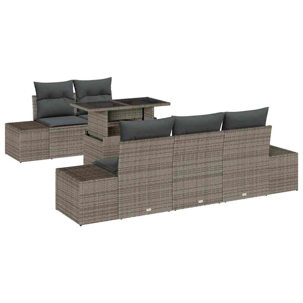 8721288380357_wbg-an-m_en_hd_4 vidaXL Garden Sofa Set with Cushion 6 pcs Grey 100 x 55 x 73 cm - Image 2