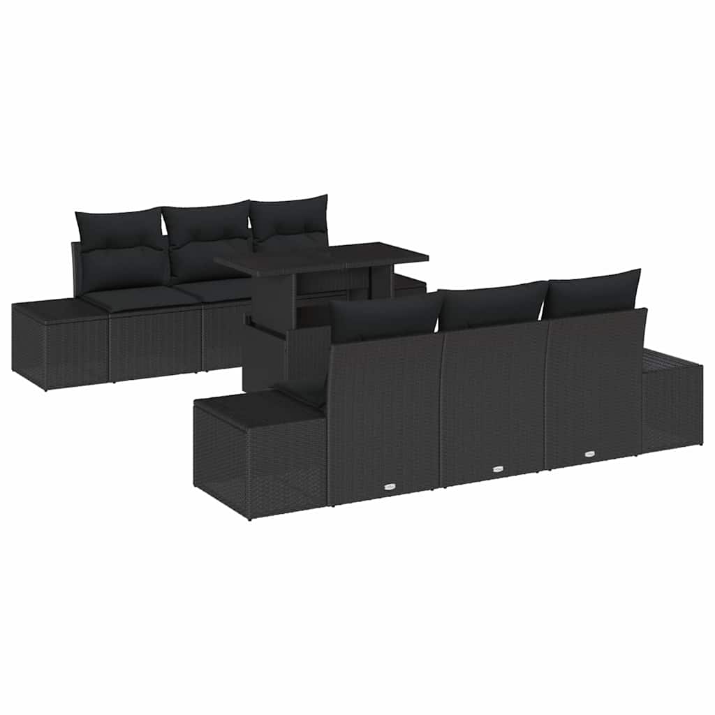 8721288380494_wbg-an-m_en_hd_4 vidaXL Garden Sofa Set with Cushion 7 pcs Black 100 x 55 x 73 cm - Image 2