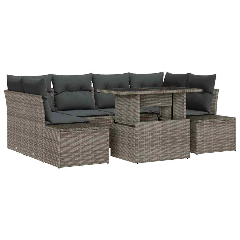8721288380555_wbg-an-m_en_hd_5 vidaXL Garden Sofa Set with Cushion 7 pcs Grey 100 x 55 x 73 cm - Image 2