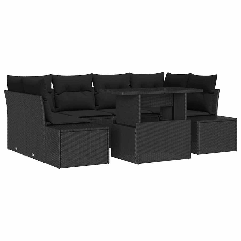8721288380593_wbg-an-m_en_hd_5 vidaXL Garden Sofa Set with Cushion 7 pcs Black 100 x 55 x 73 cm - Image 2