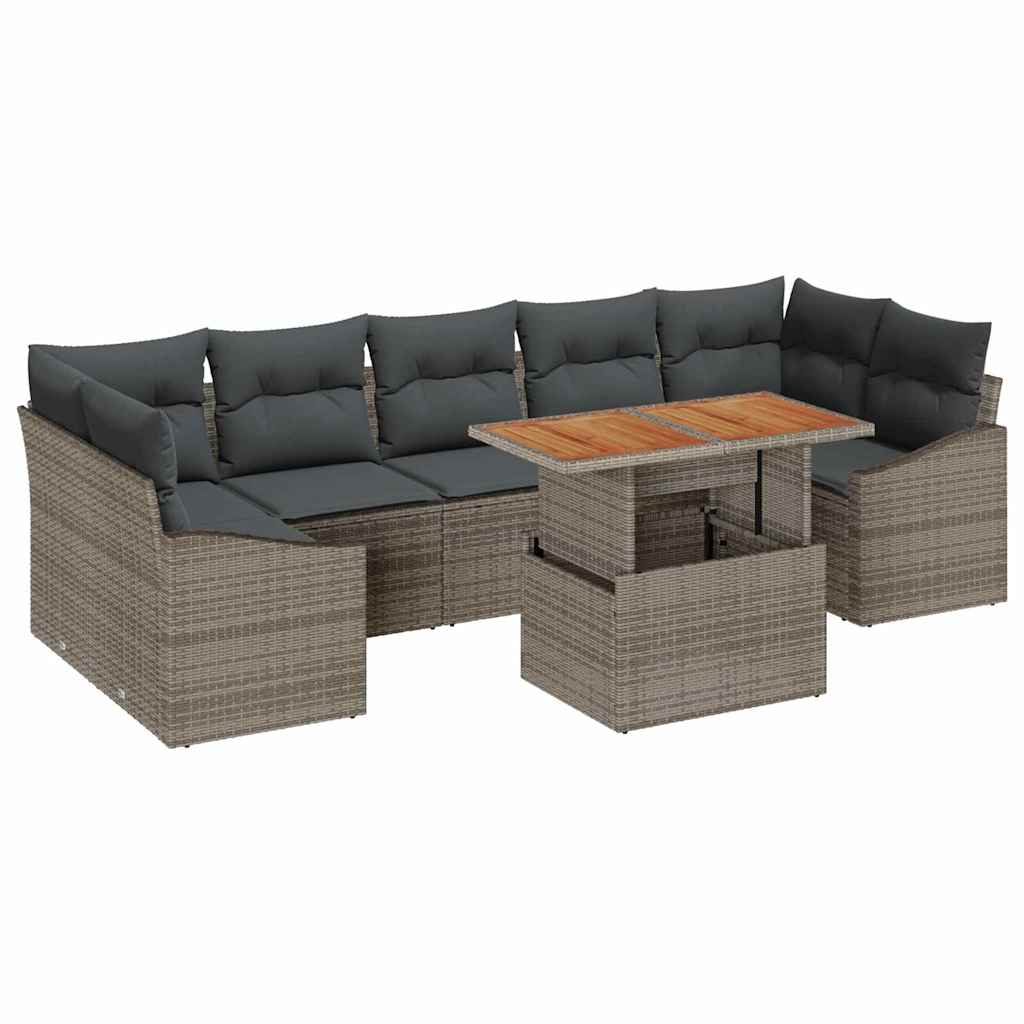 8721288387431_wbg-an-m_en_hd_5 vidaXL Garden Sofa Set 8 pcs Grey Poly Rattan and Powder-Coated Steel - Image 2
