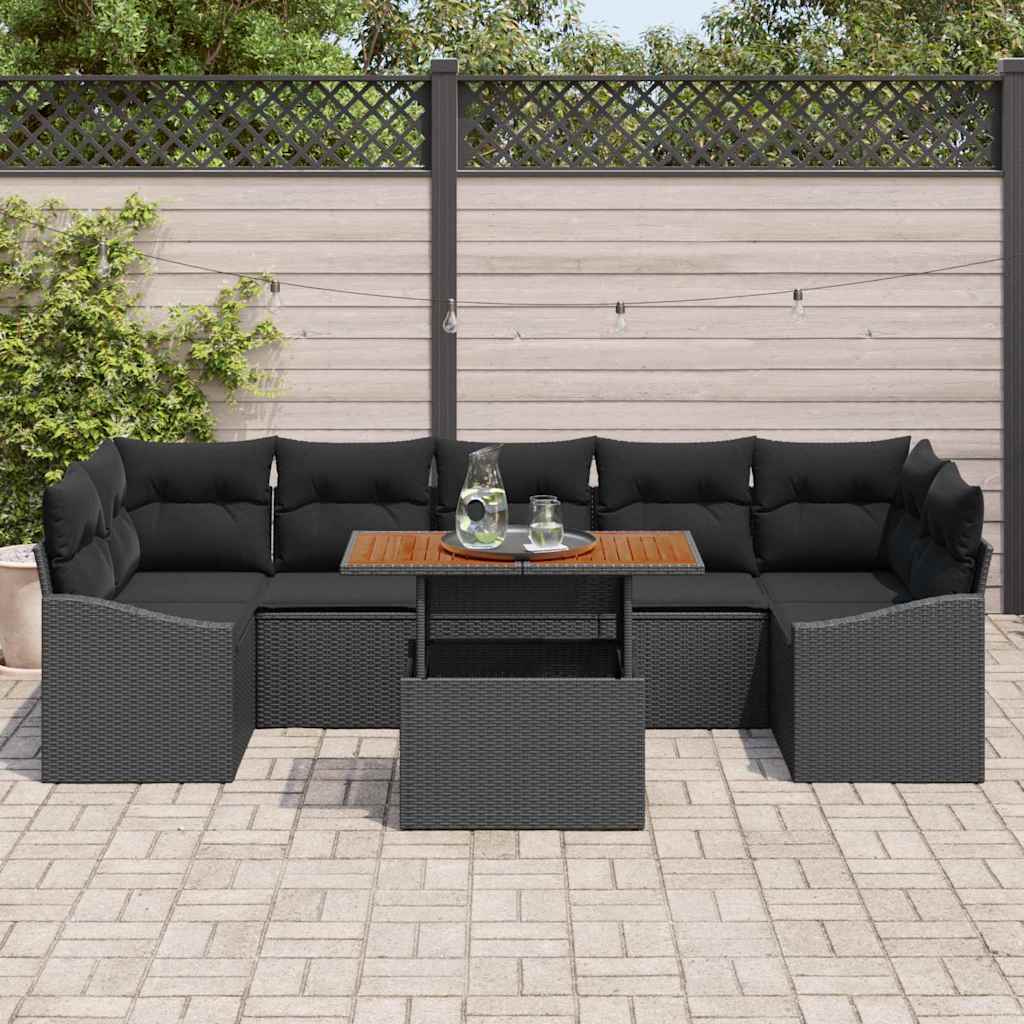 8721288387462_mo-im_en_hd_2 vidaXL Garden Sofa Set 8 pcs Black Poly Rattan, Powder-Coated Steel - Image 3