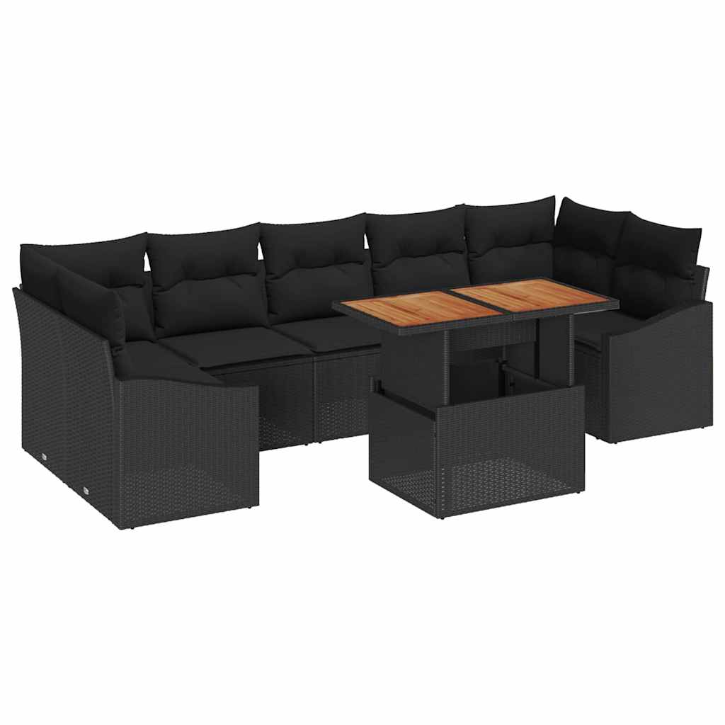 8721288387462_wbg-an-m_en_hd_5 vidaXL Garden Sofa Set 8 pcs Black Poly Rattan, Powder-Coated Steel - Image 2