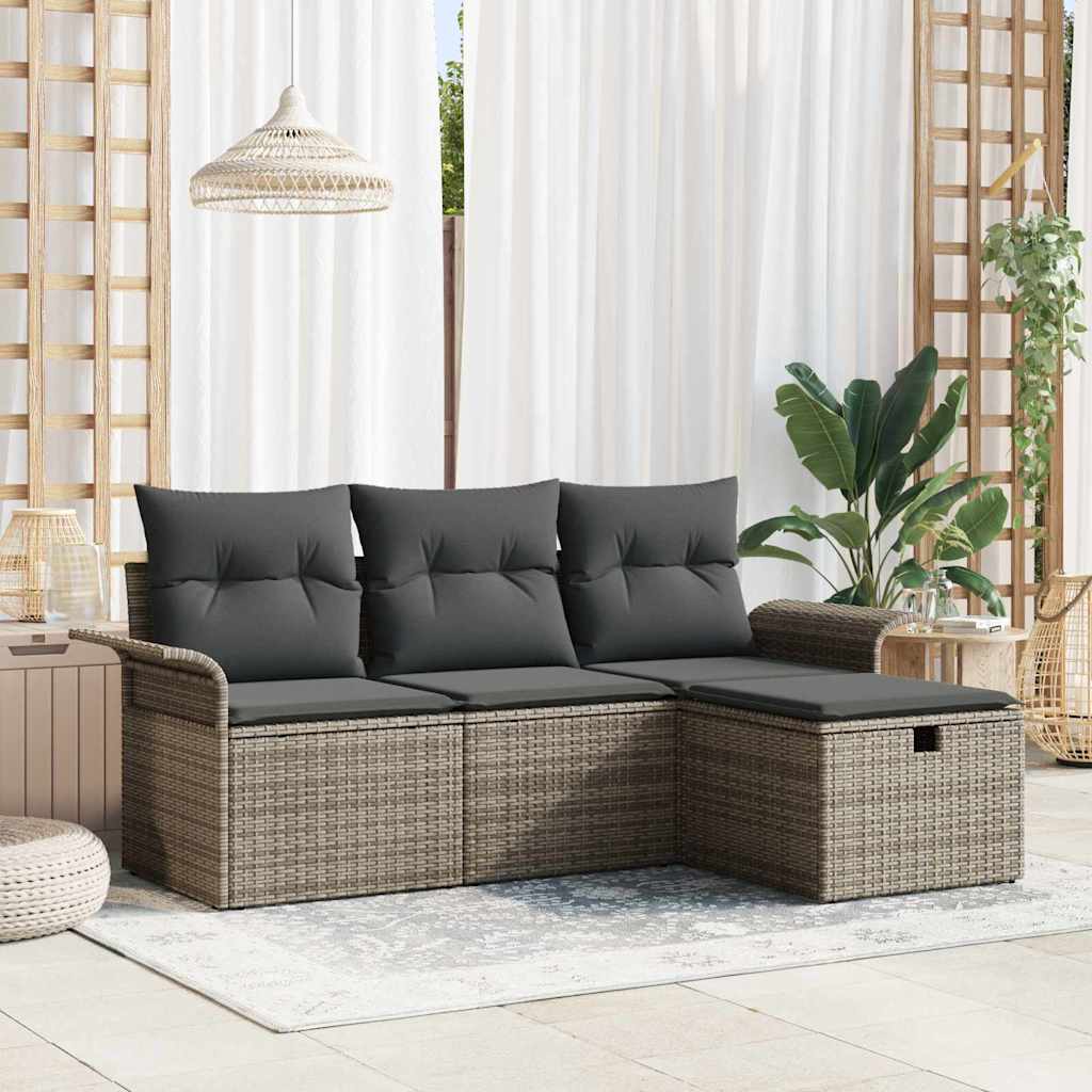 8721288390516_mo-im_en_hd_1 vidaXL Garden Sofa Set 4 pcs Grey 196 x 117 x 85 cm Poly rattan - Image 1