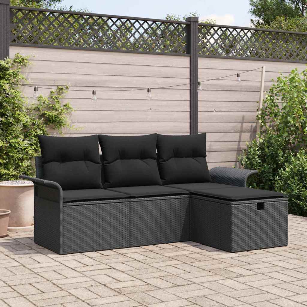 8721288390554_mo-im_en_hd_1 vidaXL Garden Sofa Set 4 pcs Black 196 x 117 x 85 cm Poly rattan - Image 1