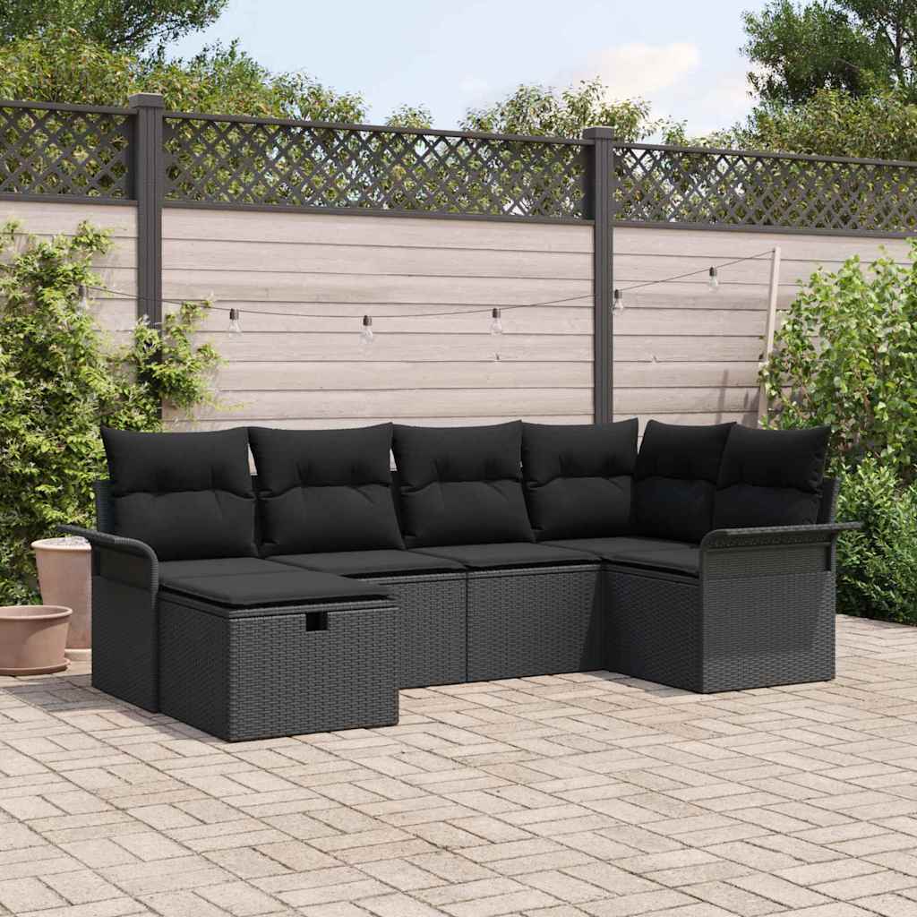 8721288390851_mo-im_en_hd_1 vidaXL Garden Sofa Set 6 pcs Black 242.5 x 132.5 x 85 cm Poly rattan - Image 1