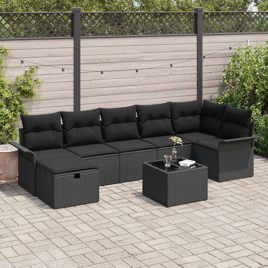 8721288391155_mo-im_en_hd_1 vidaXL Garden Sofa Set 8 pcs Black 297.5 x 132.5 x 85 cm Poly rattan - Image 1