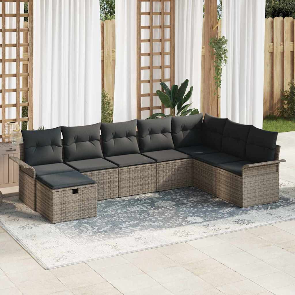 8721288391315_mo-im_en_hd_1 vidaXL Garden Sofa Set 8 pcs Grey 297.5 x 187.5 x 85 cm Poly rattan - Image 1