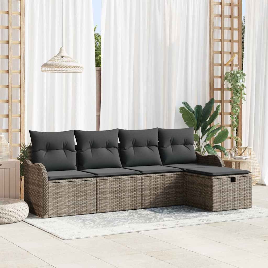 8721288391612_mo-im_en_hd_1 vidaXL Garden Sofa Set 5 pcs Grey 231 x 117 x 85 cm Poly rattan - Image 1