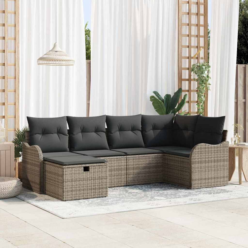 8721288391810_mo-im_en_hd_1 vidaXL Garden Sofa Set 6 pcs Grey 232.5 x 122.5 x 85 cm Poly rattan - Image 1