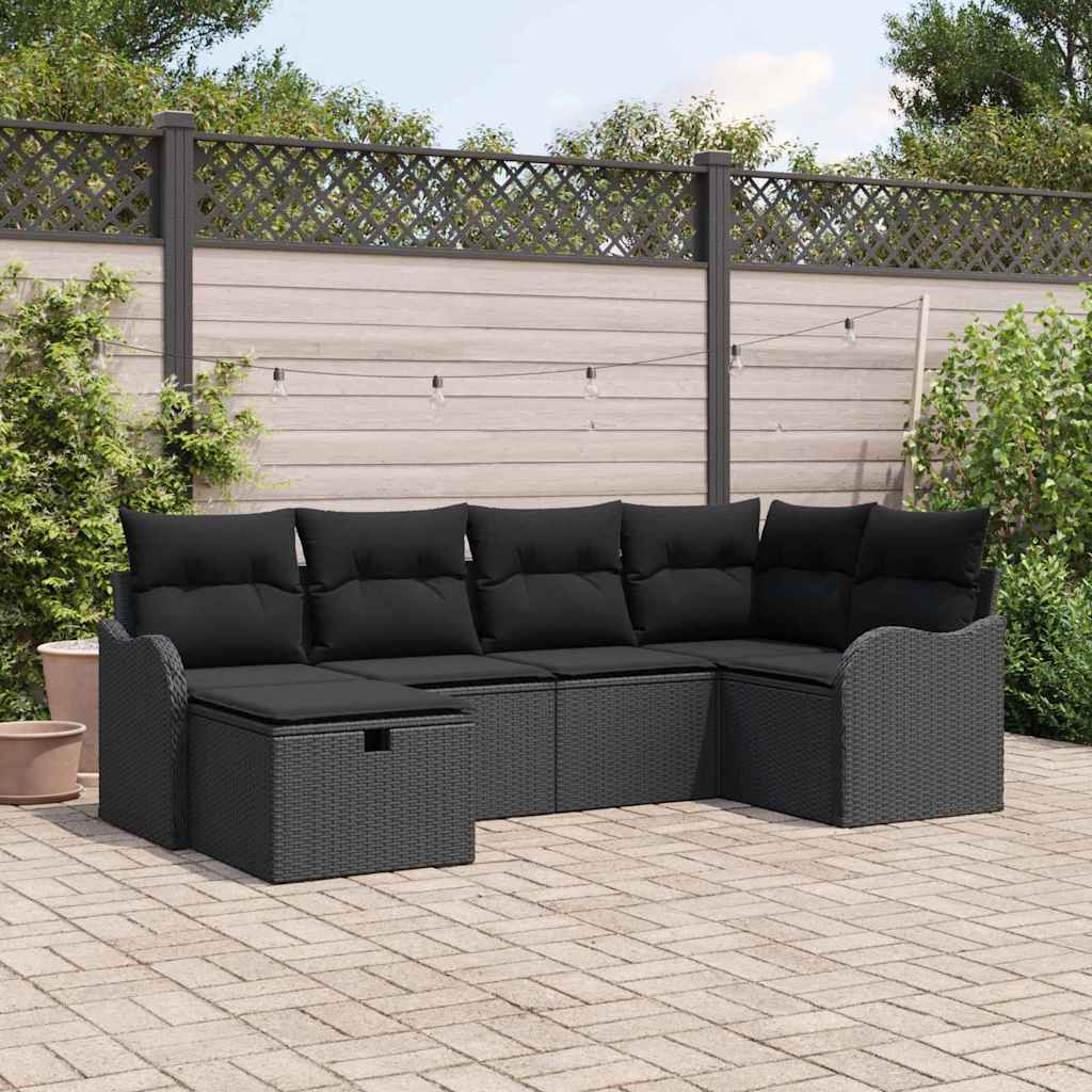 8721288391858_mo-im_en_hd_1 vidaXL Garden Sofa Set 6 pcs Black 232.5 x 122.5 x 85 cm Poly rattan - Image 1