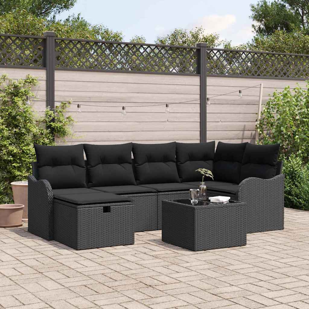 8721288391957_mo-im_en_hd_1 vidaXL Garden Sofa Set 7 pcs Black 232.5 x 122.5 x 85 cm Poly rattan - Image 1