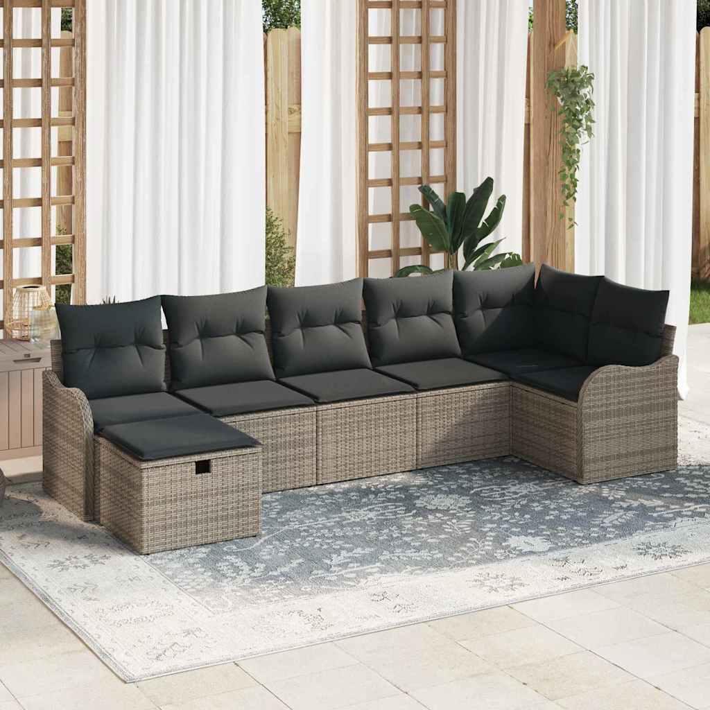 8721288392015_mo-im_en_hd_1 vidaXL Garden Sofa Set 7 pcs Grey 287.5 x 122.5 x 85 cm Poly rattan - Image 1