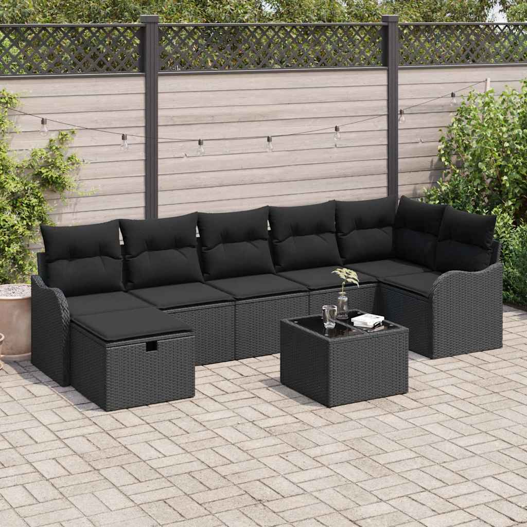 8721288392152_mo-im_en_hd_1 vidaXL Garden Sofa Set 8 pcs Black 287.5 x 122.5 x 85 cm Poly rattan - Image 1