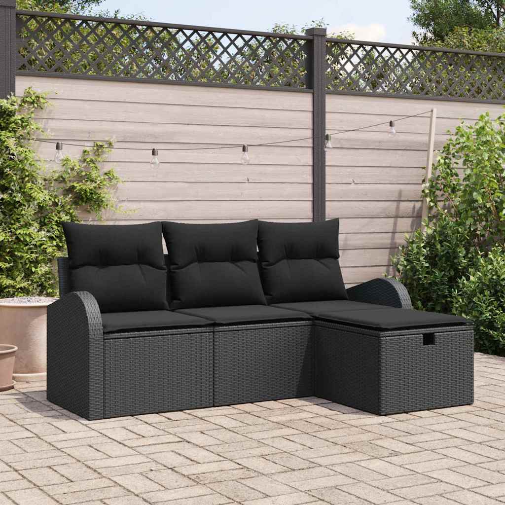 8721288392558_mo-im_en_hd_1 vidaXL Garden Sofa Set 4 pcs Black 179 x 117 x 85 cm Poly rattan - Image 1