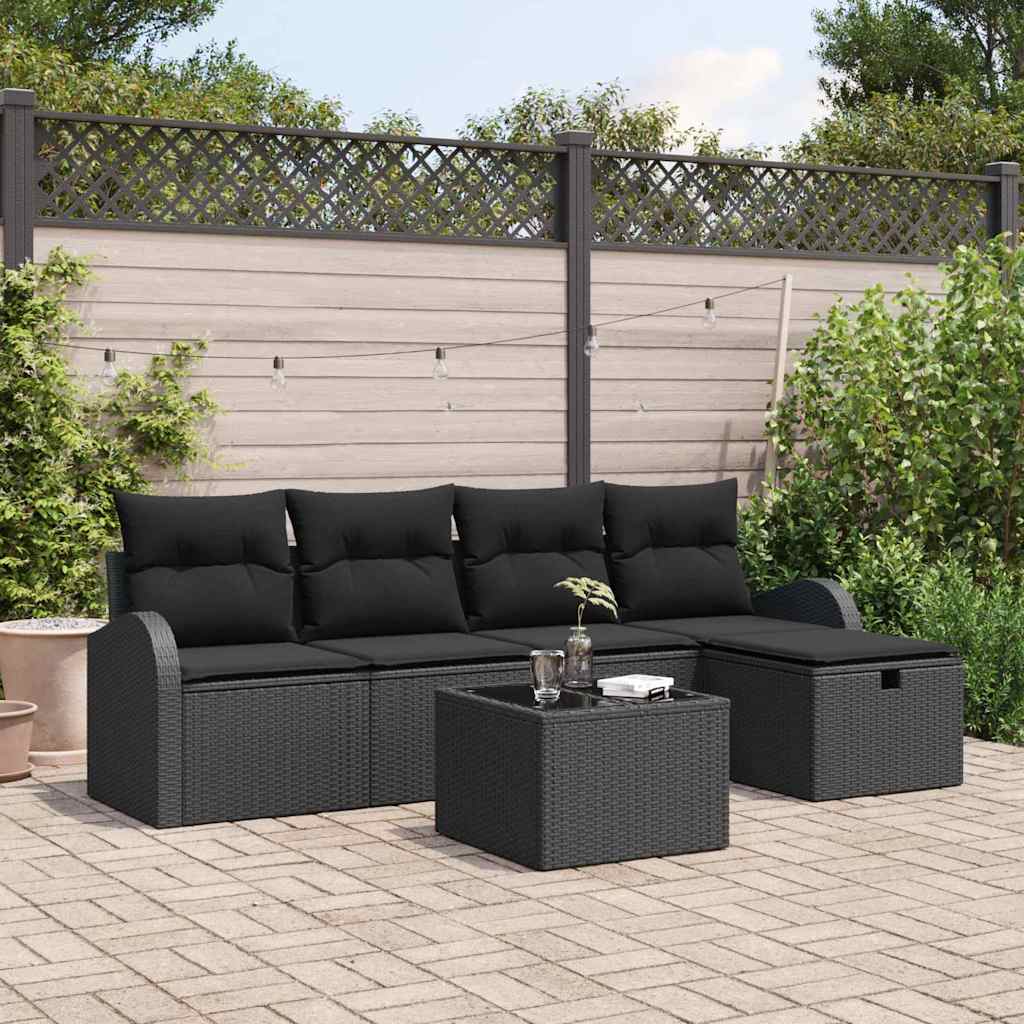 8721288392756_mo-im_en_hd_1 vidaXL Garden Sofa Set 6 pcs Black 234 x 117 x 85 cm Poly rattan - Image 1