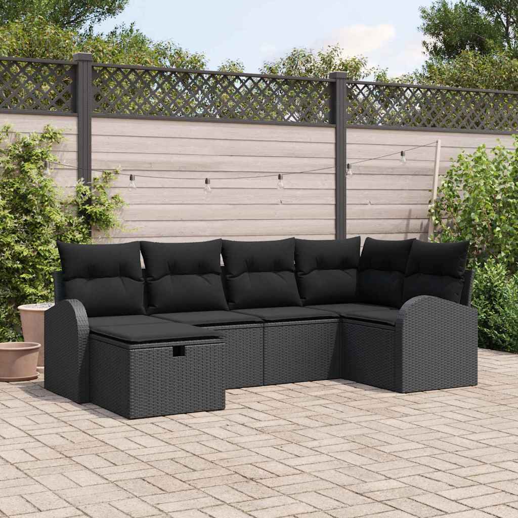 8721288392855_mo-im_en_hd_1 vidaXL Garden Sofa Set 6 pcs Black 234 x 124 x 85 cm Poly rattan - Image 1