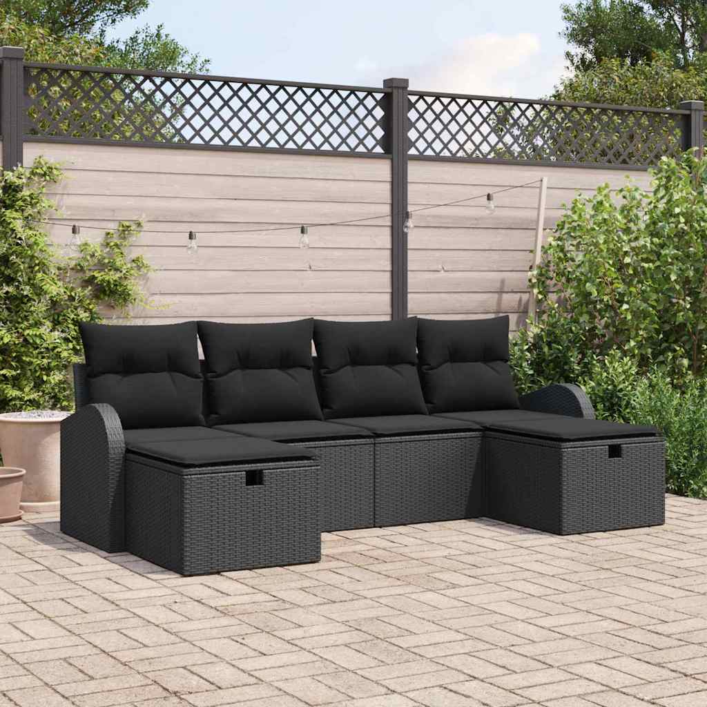 8721288393258_mo-im_en_hd_1 vidaXL Garden Sofa Set 6 pcs Black 234 x 117 x 85 cm Poly rattan - Image 1