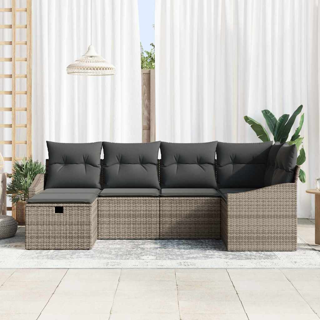8721288394811_mo-im_en_hd_2 vidaXL Garden Sofa Set 6 pcs Grey Poly Rattan and Powder-Coated Steel - Image 3