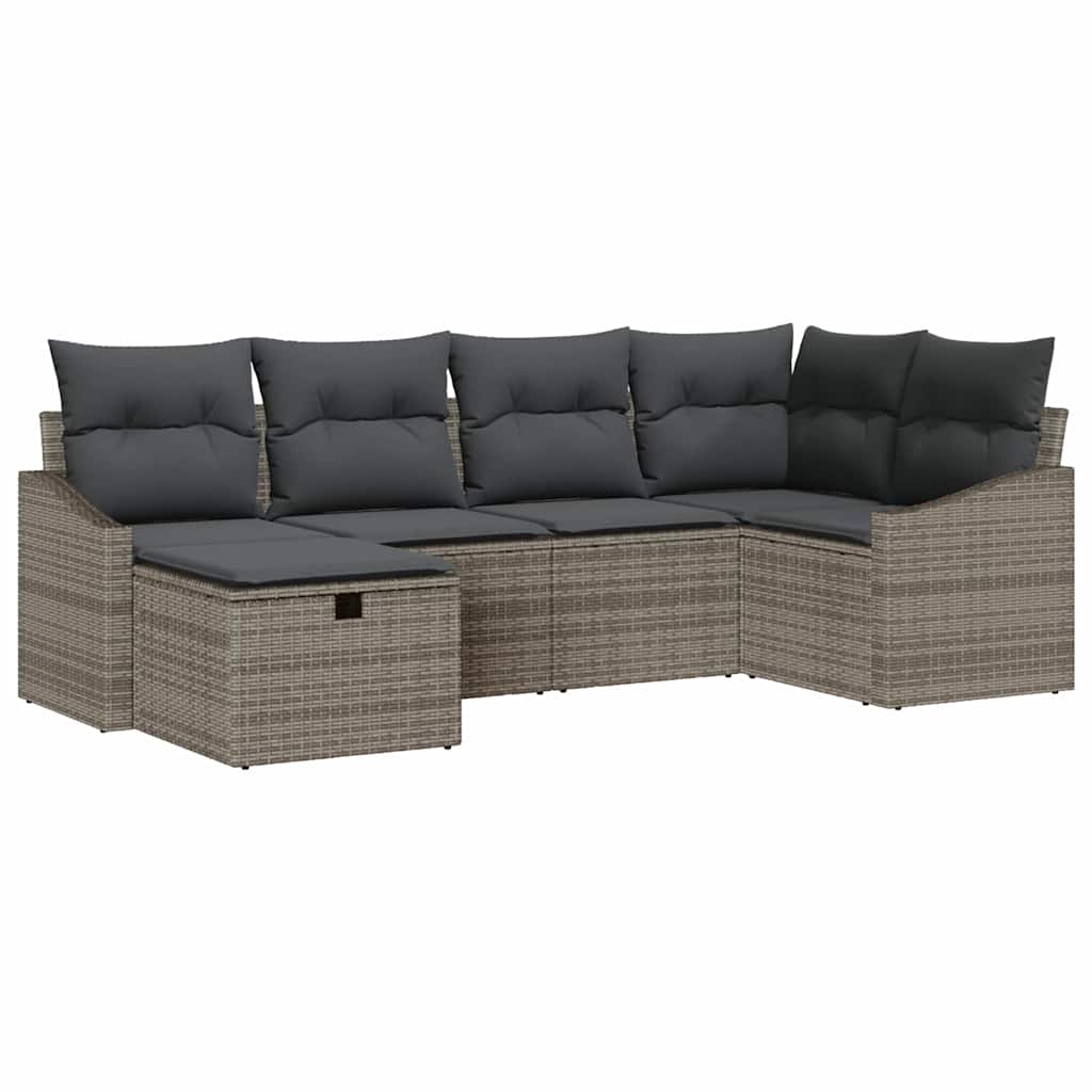 8721288394811_wbg-an-m_en_hd_5 vidaXL Garden Sofa Set 6 pcs Grey Poly Rattan and Powder-Coated Steel - Image 2